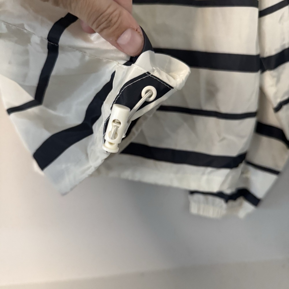 Thread & Supply Hooded Pullover Windbreaker Black Ivory Stripe Sz L NWT MSRP $66 - Picture 6 of 11